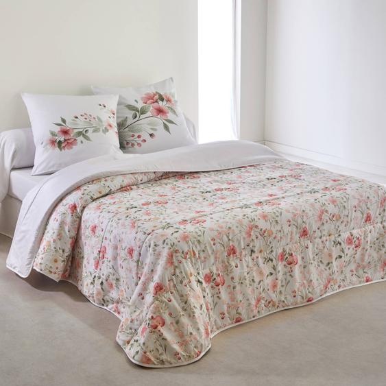 Couvre-lit matelassé Eglantine imprimé fleuri -