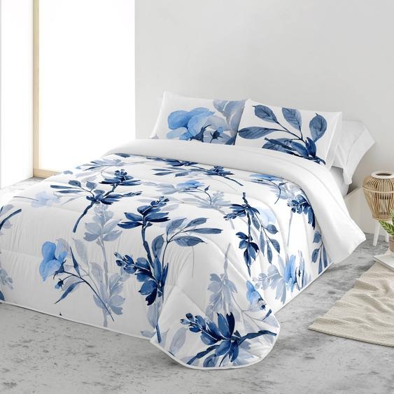 Couvre-lit matelassé imprimé Bleuet -