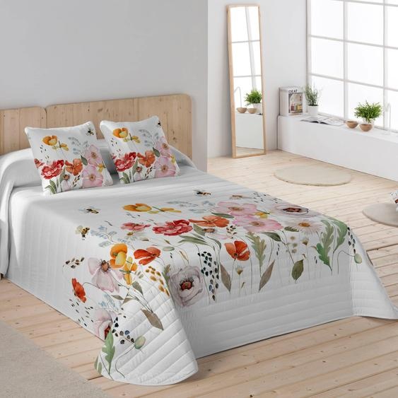 Couvre-lit matelassé imprimé fleuri -