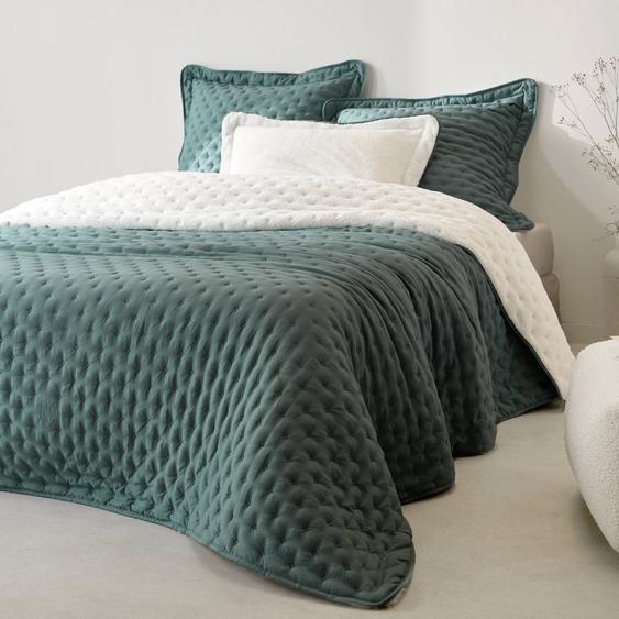 Couvre-lit réversible microfibre matelassée/sherpa -