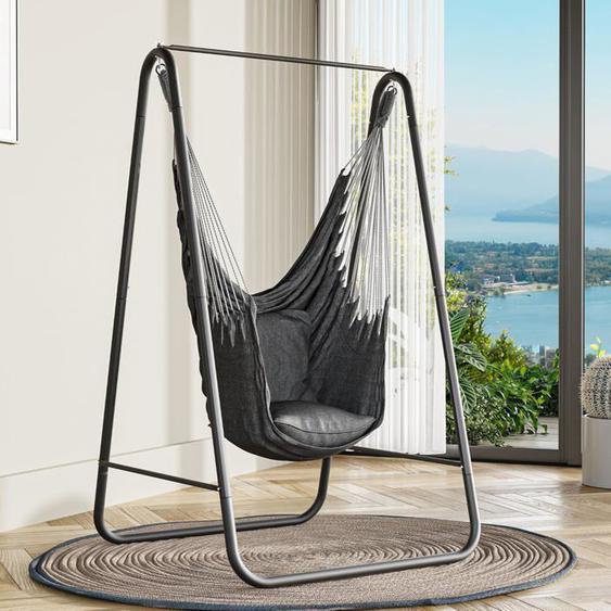 Cozy - Hamacs - Hamac avec Support 92x39x11cm Cadre Robuste Balançoire Suspendue Charge 150kg Chaise Suspendue Noir