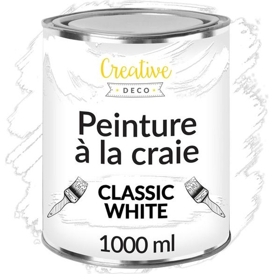 Creative Deco Peinture à la Craie Blanc 1L - Mat et Lavable Peinture Meuble Bois