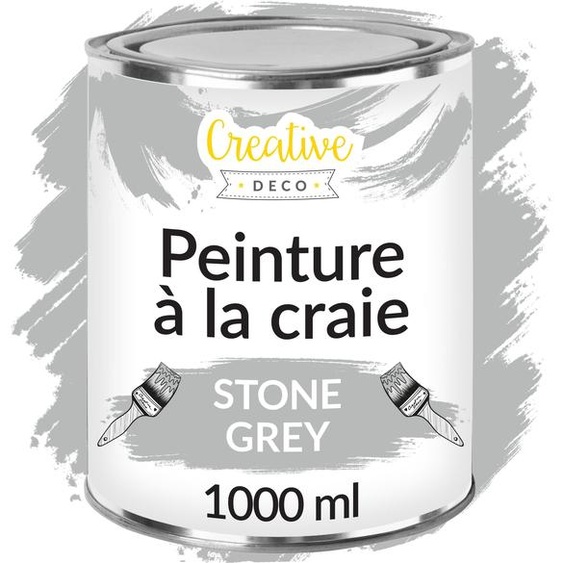Creative Deco Peinture à la Craie Gris 1L - Mat et Lavable Peinture Meuble Bois