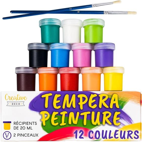 Creative Deco Peinture Enfant Lavable - 12 x 20 ML - Tempera
