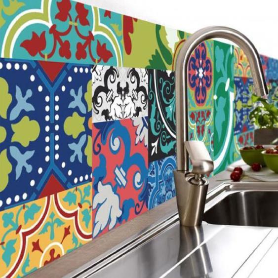 CPM - Crédence adhésive design en PVC Jade - L. 200 x l. 40 cm - Multicolore