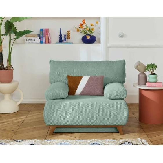 Cristal - fauteuil - convertible avec coffre - en velours texturé - Bleu