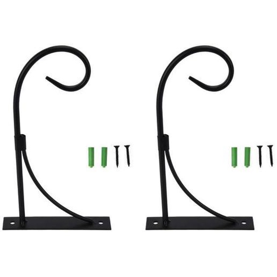 Crochets pour plantes - VVIKIZY - Support mural en métal - Lot de 2 - Style vintage - Couleur noire