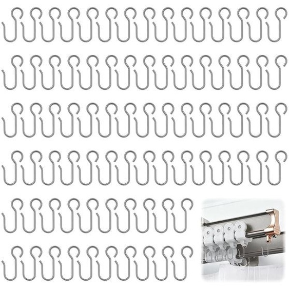 Crochets pour rideaux en zinc, 80 pièces, dimensions 42 x 11 mm, résistants à la corrosion