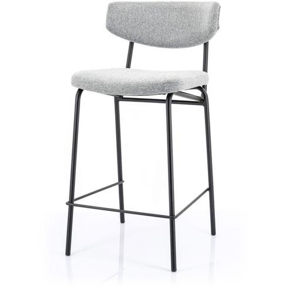 Crockett - Lot de 2 chaises de bar en tissu et métal H66cm - Couleur - Gris
