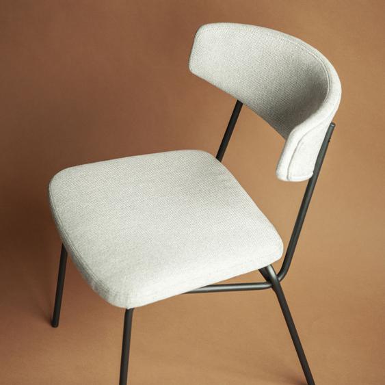 Crockett - Lot de 2 chaises en tissu et métal - Couleur - Ecru