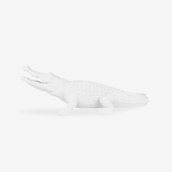 Crocodile décoratif blanc en polyrésine Dandy