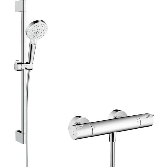 Hansgrohe - Crometta Combi douche Vario avec barre 65 cm / Ecostat 1001 cl Blanc/Chromé