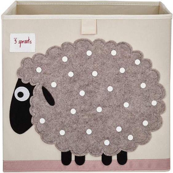 Cube De Rangement Mouton Gris