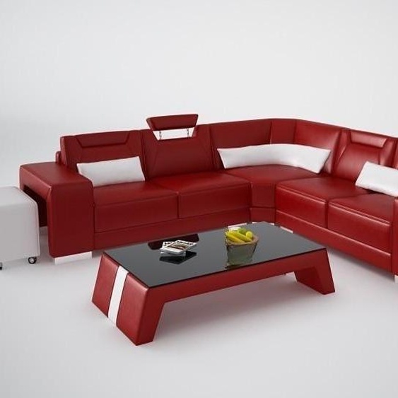 Cuir Moderne Canapé Salon Canapé en cuir Canapé L Forme Table basse