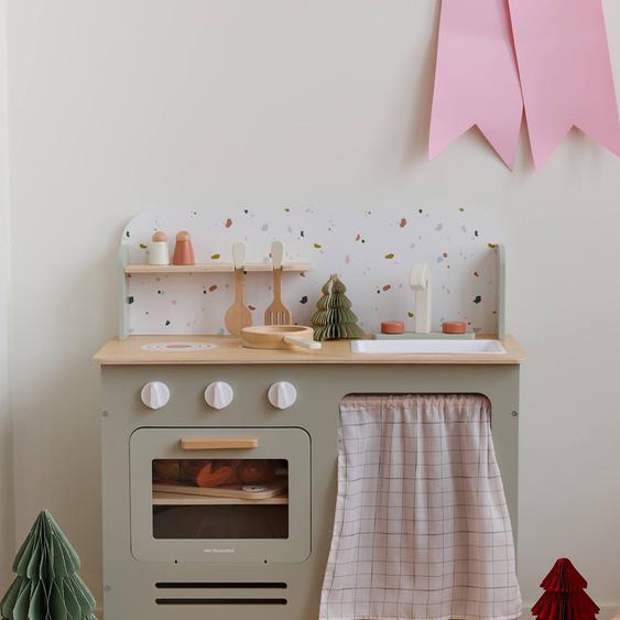 Cuisine avec accessoires en bois FSC® vert sauge