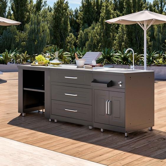 Cuisine dextérieur 3 éléments avec évier - Oviala Memphis