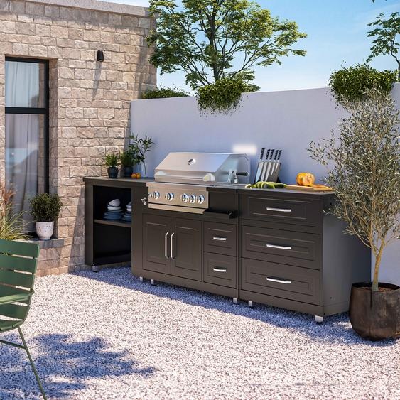 Cuisine dextérieur 3 modules avec barbecue - Oviala Memphis