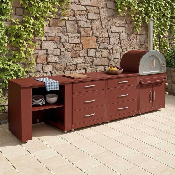 Cuisine dextérieur 4 éléments avec four à pizza brique - Oviala Memphis