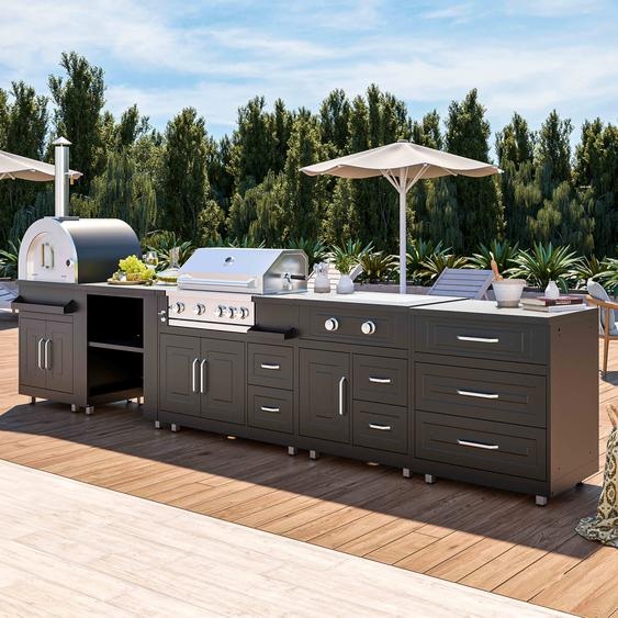 Cuisine dextérieur, 5 éléments et 3 modules de cuisson - Oviala Memphis