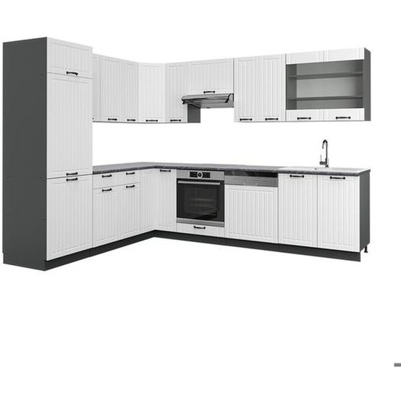 Cuisine en angle Fame-Line, 227 x 287 cm , PT Anthracite, Blanc cottage/anthracite, Vicco