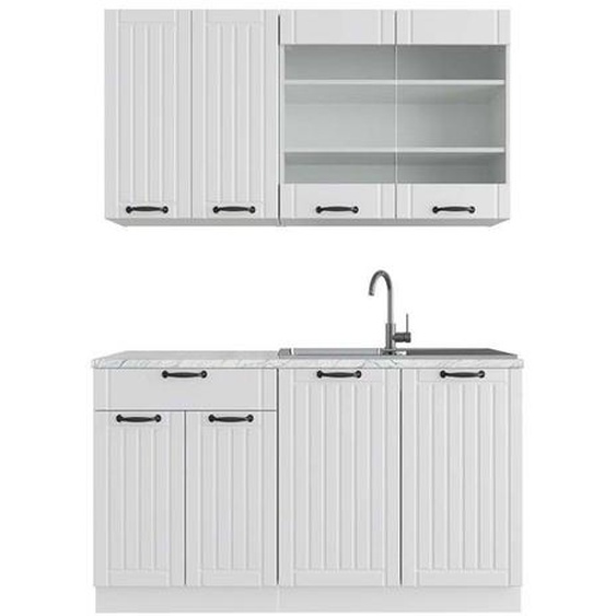Cuisine Fame-Line, 140 cm , PT Marbre, Blanc campagne/blanc, Vicco