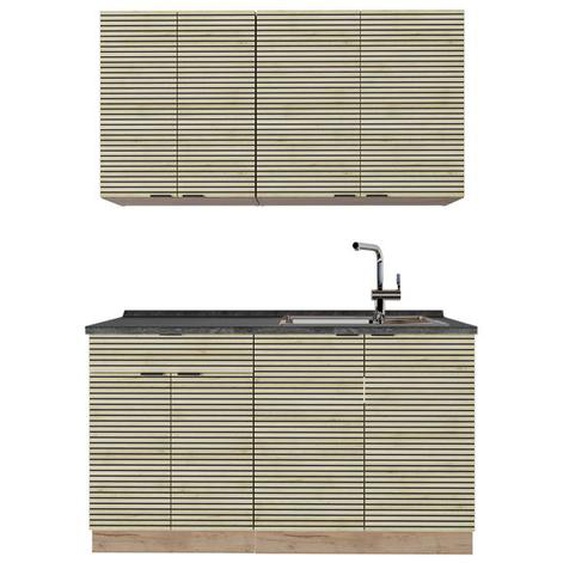 Cuisine Fame-Line, 140cm , PT Anthracite, Chêne lambris/chêne doré, Chêne de force doré, Vicco