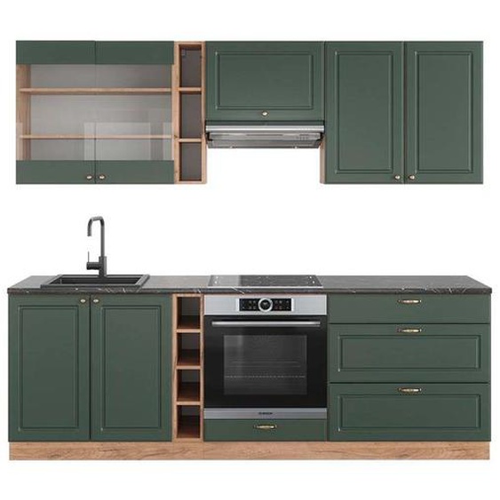 Cuisine Fame-Line, 235 cm , PT Anthracite, Chêne vert et or/chêne doré, Vicco