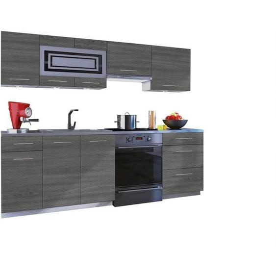 Cuisine GIOVANNA 7 éléments - bois grisé 2m40 - grand casserolier