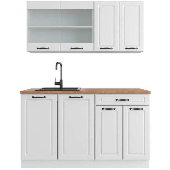 Cuisine R-Line, 140 cm , PT Chêne, Blanc campagne/blanc, Vicco