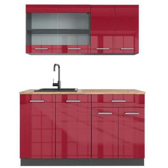 Cuisine R-Line, 140 cm , PT Chêne, Bordeaux haute brillance/anthracite, Vicco
