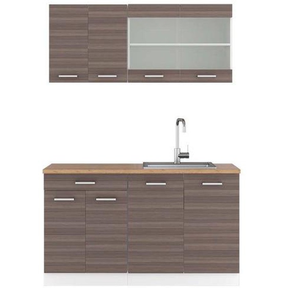 Cuisine R-Line, 140 cm , PT Chêne, gris noble/blanc, Vicco