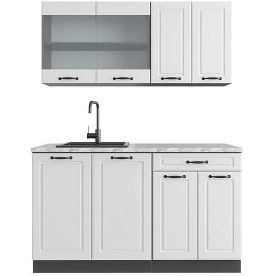 Cuisine R-Line, 140 cm , PT Marbre, Blanc cottage/anthracite, Vicco