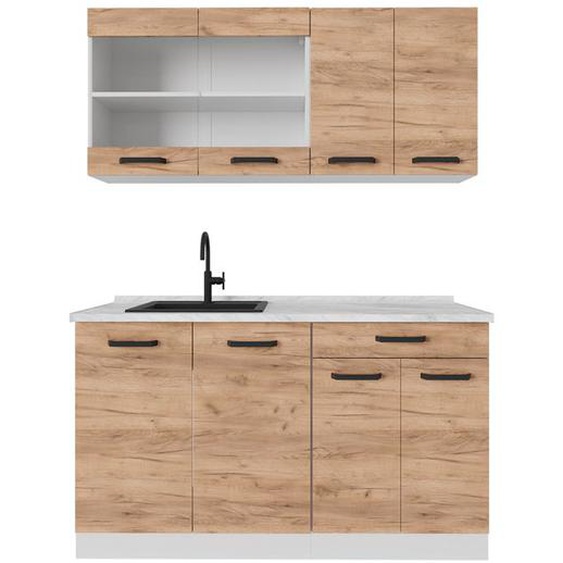 Cuisine R-Line, 140cm PT Chêne, Chêne doré/blanc, Blanc, Vicco
