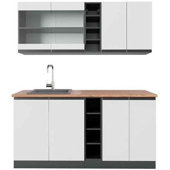 Cuisine R-Line, 160 cm , PT Chêne, blanc/anthracite, Vicco