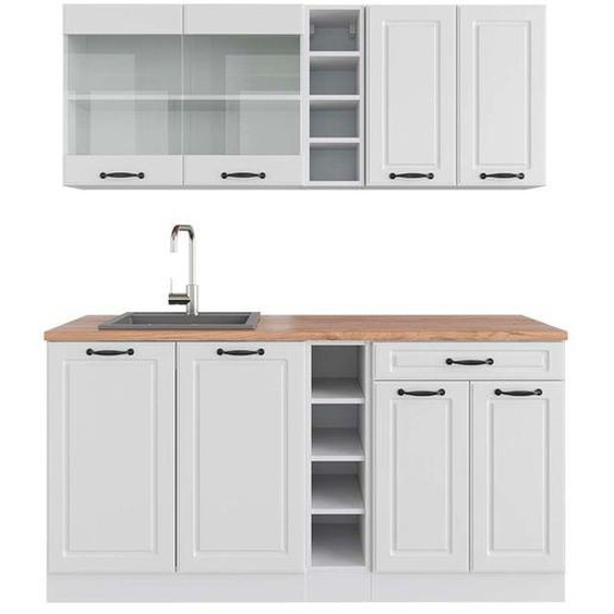 Cuisine R-Line, 160 cm , PT Chêne, Blanc campagne/blanc, Vicco