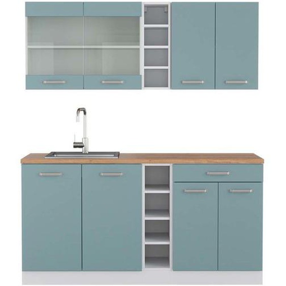 Cuisine R-Line, 160 cm , PT Chêne, Bleu-gris/blanc, Vicco