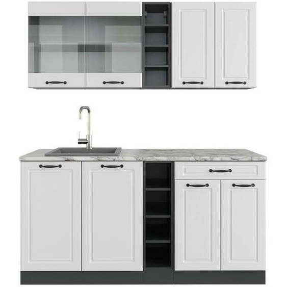 Cuisine R-Line, 160 cm , PT Marbre, Blanc cottage/anthracite, Vicco