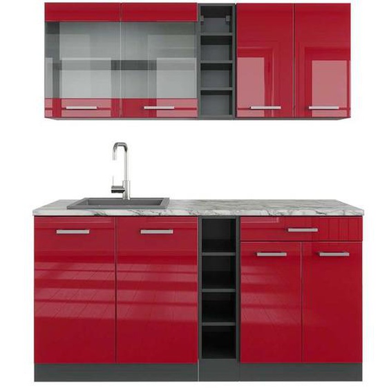 Cuisine R-Line, 160 cm , PT Marbre, Bordeaux haute brillance/anthracite, Vicco