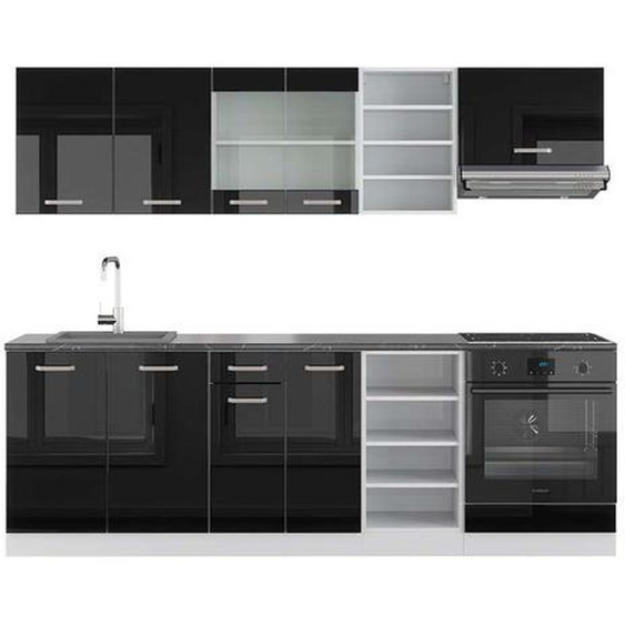 Cuisine R-Line, 240 cm , PT Anthracite, Noir brillant/Blanc, Vicco