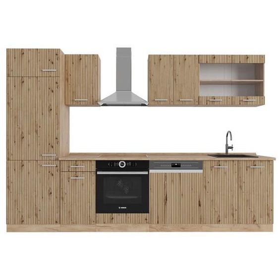 Cuisine R-Line, 300 cm sans plan de travail, Chêne Artisan/Chêne doré, Vicco