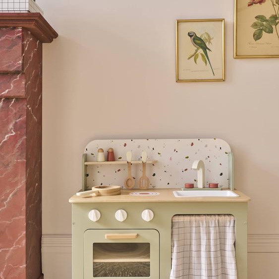Cuisinette avec accessoires en bois FSC® vert sauge