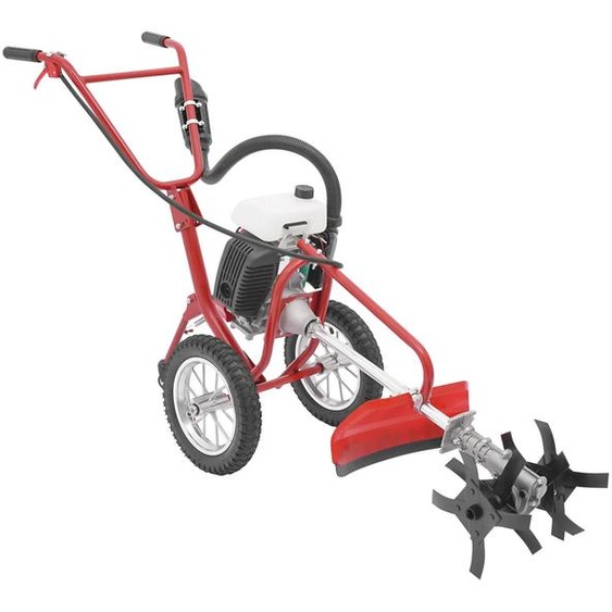 Cultivateur à essence, moteur de 4 chevaux, construction en acier durable, couleur rouge et noir