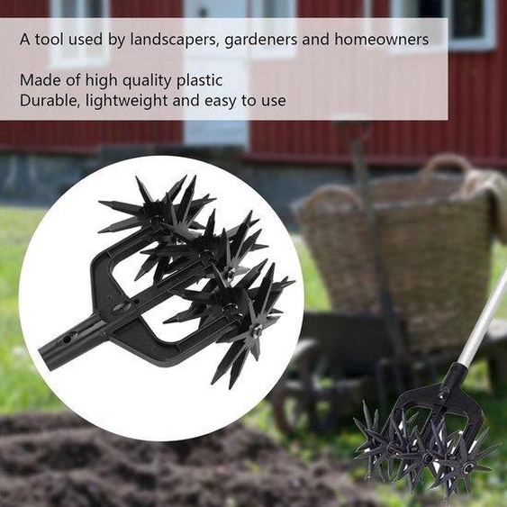 Cultivateur de jardin à tige rotative pour réensemencer les pelouses, avec fonction 2 en 1