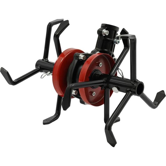 Cultivateur de jardin - Houe à roue - Six dents - Désherbeur manuel et aérateur de sol - Dimensions 25 × 22 cm - Poids 2,4 kg - Noir