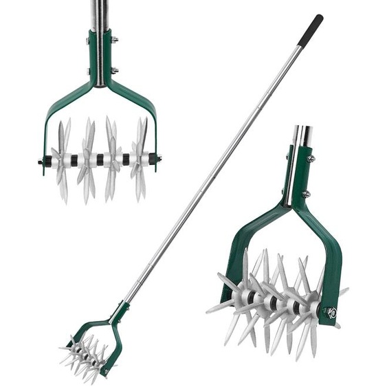Cultivateur rotatif avec manche réglable, 4 têtes en aluminium, 145 cm