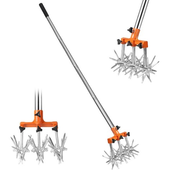 Cultivateur rotatif, manche réglable, en acier inoxydable, 3 griffes, largeur de travail de 20 cm