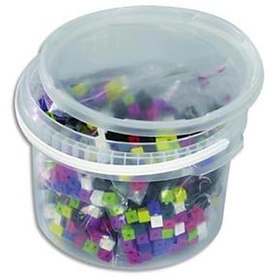 CULTURE CLUB Baril de 1000 cubes plastique 1cm 10 couleurs emboîtables, jeu de construction