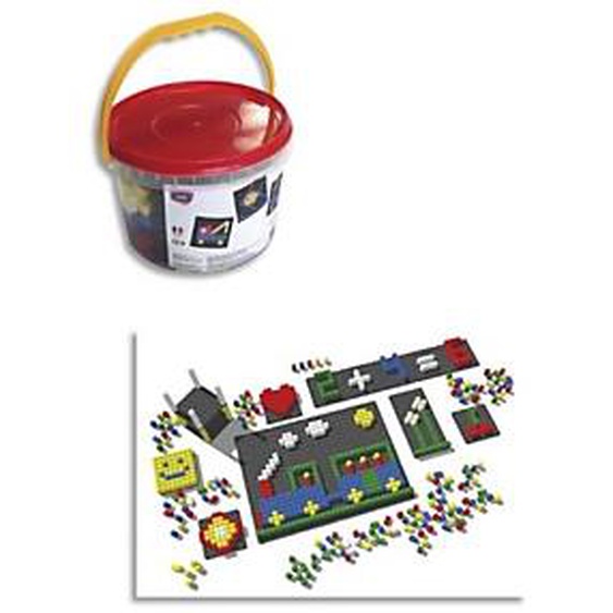CULTURE CLUB Jeu de construction Pixel Color 812 pièces plastique superposables en 5 couleurs, livré dans un seau