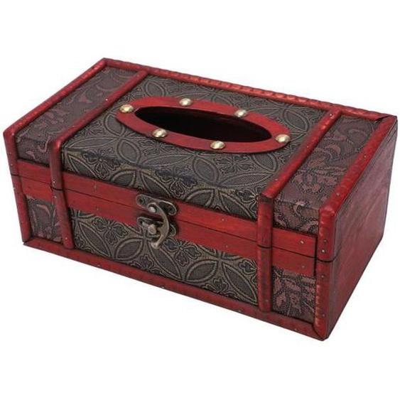 Cuque boîte à mouchoirs PU Boîte à mouchoirs en bois antique, fabrication exquise, apparence rétro, couverture de boîte à