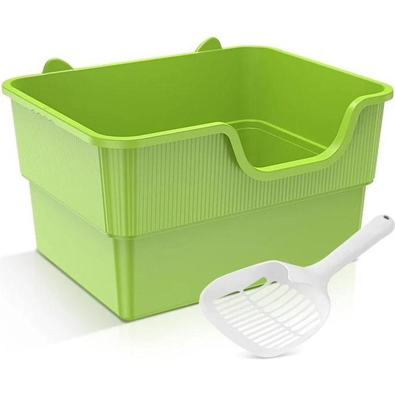 Cura Lite - Bac à litière - Semi-ouvert - Extra large 50 x 38,7 x 30,3 cm - Plastique - Vert